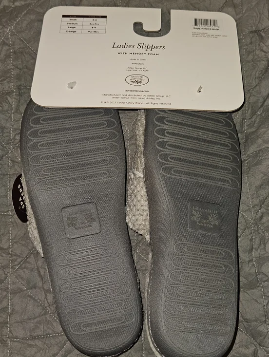 Laura Ashley NEW Memory FOAM Slippers Size Large (8-9) - Picture 3 of 8